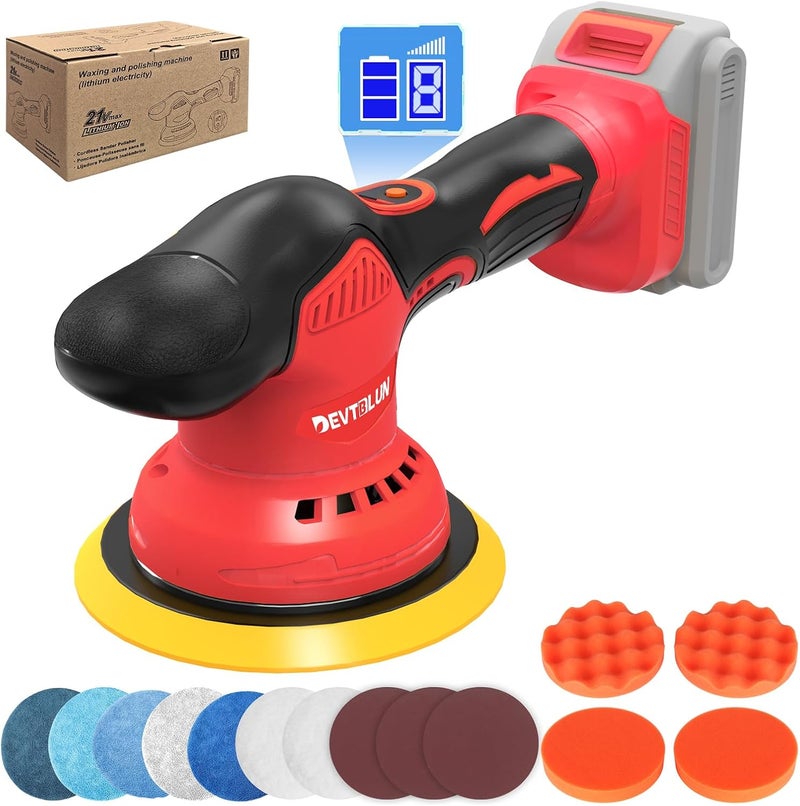 DEVTBLUN Cordless Car Buffer Polisher for Milwaukee M18 Battery(NO Battery),6 In Brushless Buffer Polisher Kit , 8 Variable Speed 5500RPM Orbital Polisher for Car Detailing Waxing,14PCS Polishing Accessories - Image 1